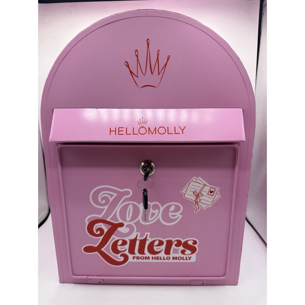 Hello Molly Love Letters Pink Red Metal Valentines Day Exclusive Mailbox w/ Key